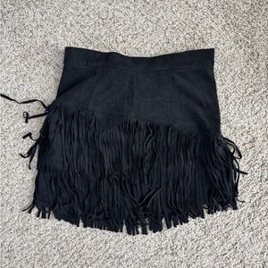 Altar'd State Black Fringe Mini Skirt